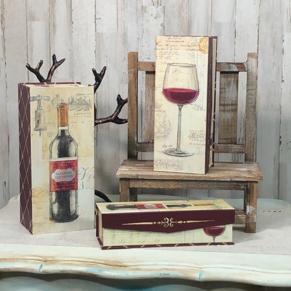 NEW! 3-Pc Wine Themed Nesting Home Decor or Gift Boxes - Picture 1 of 15